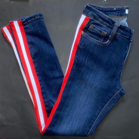 ⭐️Host Pick! Machine mid rise Red/white striped skinny jeans - Picture 2 of 15